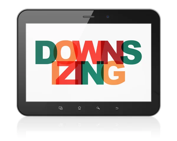 Concepto de negocio: Tablet Computer con Downsizing en pantalla —  Fotos de Stock