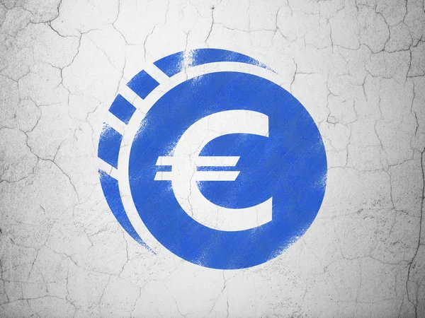 Conceito de dinheiro: Moeda Euro no fundo da parede — Fotografia de Stock