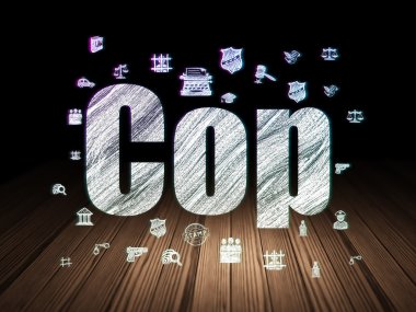 Hukuk kavramı: polis grunge karanlık odada