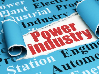 Manufacuring kavramı: yırtık kağıt parçası altında kırmızı metin Güç Sanayi