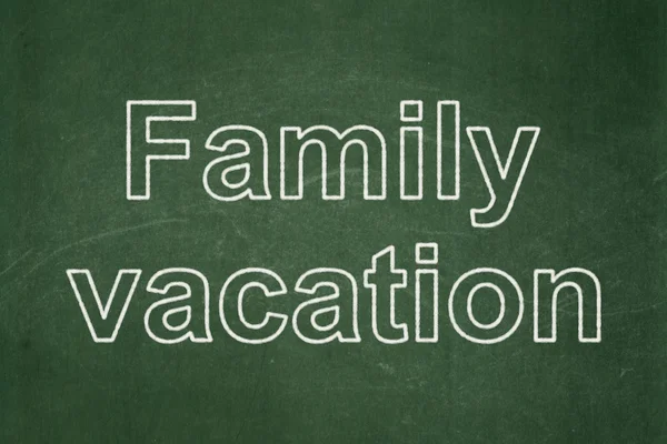Σχέδιο ταξιδιού: οικογενειακές διακοπές σε μαυροπίνακα φόντο — Φωτογραφία Αρχείου