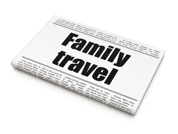 Koncepcja turystyczna: nagłówek gazety podróże rodzinne — Zdjęcie stockowe