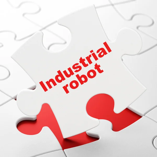 Industry concept: Industrial Robot on puzzle background — Stock Photo, Image