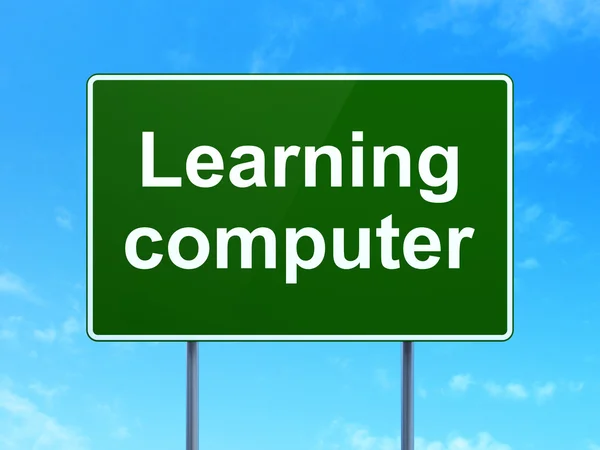 Education concept: Learning Computer on road sign background — Stock Photo, Image