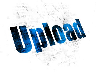 Web geliştirme kavramı: dijital arka plan üzerinde Upload