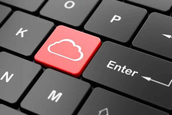 Concept de technologie Cloud : Cloud sur fond de clavier d'ordinateur — Photo