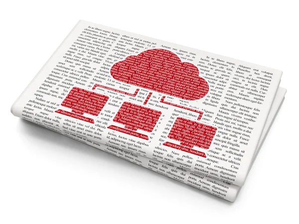 Cloud computing concept: Cloud Network on Newspaper background — Stock fotografie