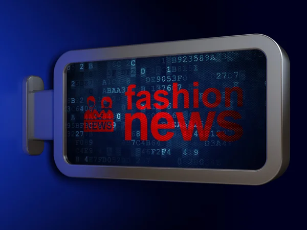 News concept: Fashion News e Anchorman su sfondo cartellone — Foto Stock