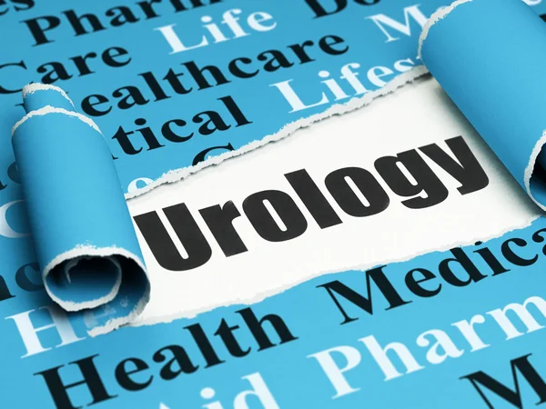 Conceito de saúde: texto preto Urologia sob o pedaço de papel rasgado — Fotografia de Stock