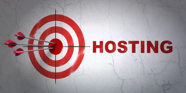 Web Development concept: target en hosting op Wall achtergrond — Stockfoto