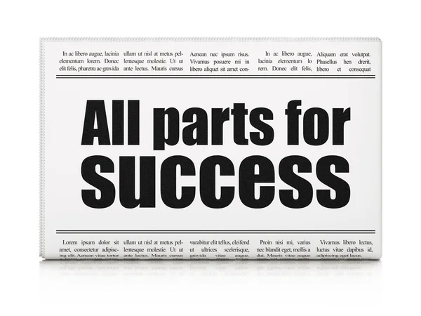 Business concept: newspaper headline All parts for Success — Zdjęcie stockowe