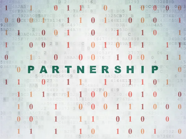 Koncepcja finansowania: partnerstwo na tle cyfrowych danych papierze — Zdjęcie stockowe