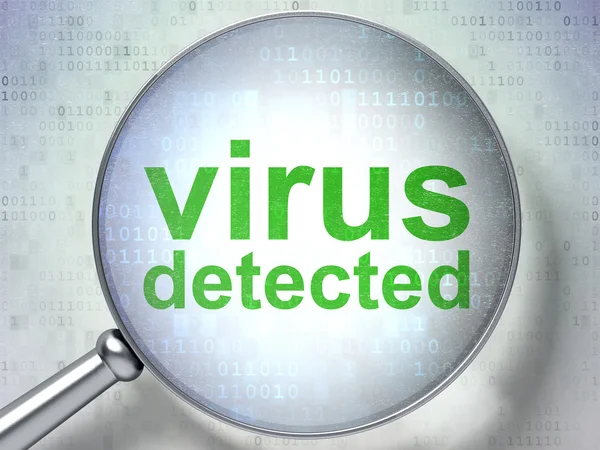 Concepto de seguridad: Virus detectado con vidrio óptico — Foto de Stock