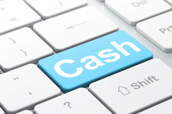 Concept de devise : Cash sur fond de clavier d'ordinateur — Photo