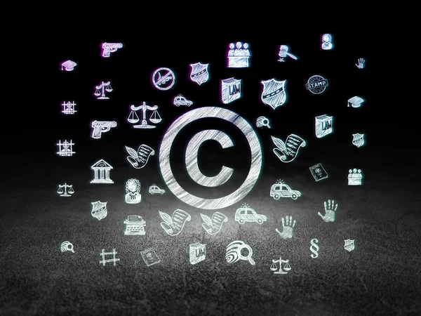 Pojęcie prawa: prawo autorskie w ciemnym pokoju nieczysty — Zdjęcie stockowe