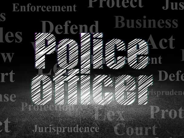 Концепція права: поліцейський у гранжевій темній кімнаті — стокове фото