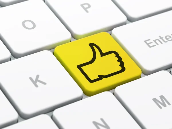Concept de réseau social : Thumb Up sur fond de clavier d'ordinateur — Photo