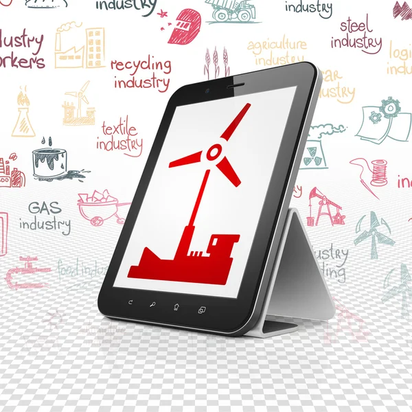 Industry concept: Tablet Computer with Windmill on display — Stock Photo, Image