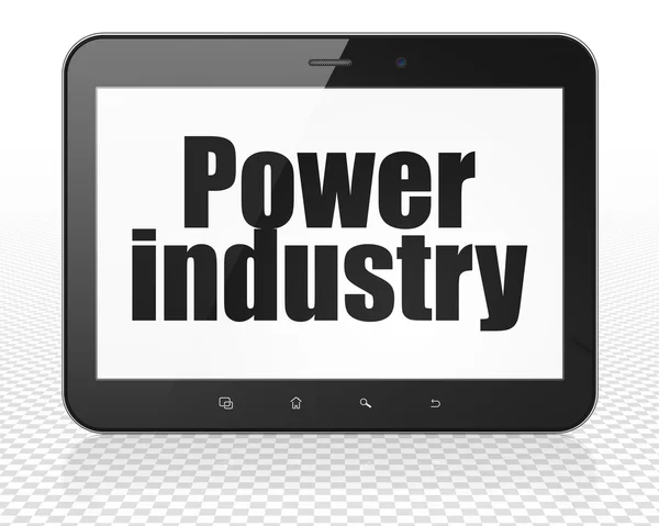 Productieconcept: Tablet PC-computer met energie-industrie op display — Stockfoto