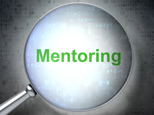 Education concept: Mentoring with optical glass — Stock Photo, Image