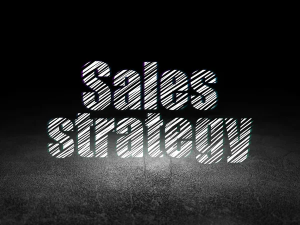 Концепция рекламы: Стратегия продаж в гранж темной комнате — стоковое фото