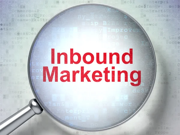 Concepto publicitario: Inbound Marketing con vidrio óptico — Foto de Stock