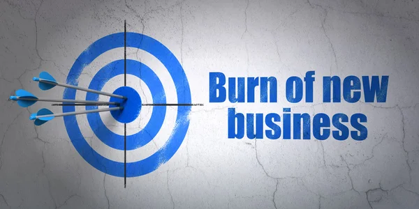 Business concept: target and Burn Of new Business on wall background — ストック写真