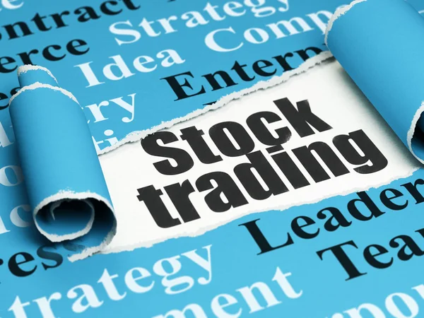 Business concept: black text Stock Trading under the piece of  torn paper — Stock Photo, Image