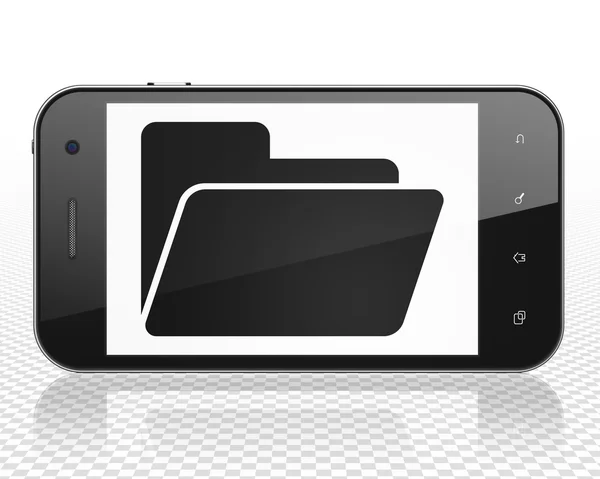 Концепция бизнеса: Смартфон с папкой на дисплее — стоковое фото