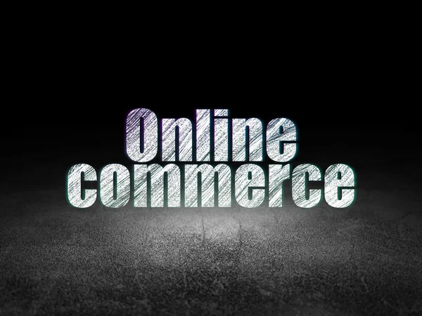 Business concept: Online Commerce in grunge dark room — Stock Photo, Image