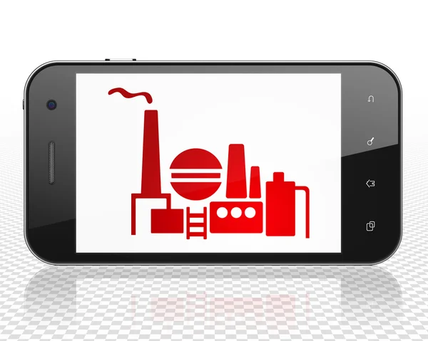 Concept de financement : Smartphone avec l'industrie pétrolière et gazière exposée — Photo