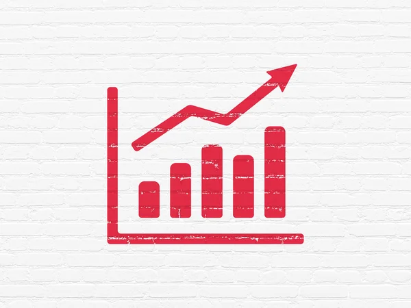 Concepto financiero: gráfico de crecimiento en el fondo de la pared —  Fotos de Stock