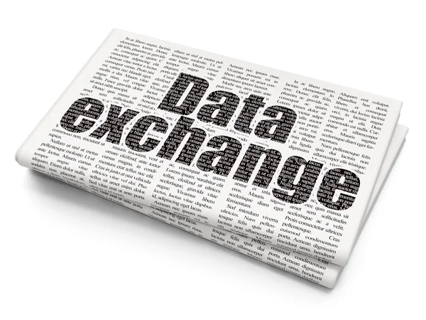Koncepcja danych: wymiana danych na tle gazety — Zdjęcie stockowe