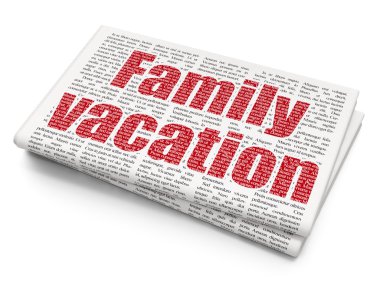 Tatil konsepti: Gazete arka planda Aile Tatili