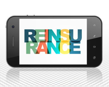 Insurance concept: Smartphone with Reinsurance on  display