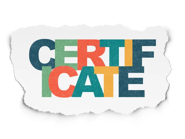 Law concept: Certificate on Torn Paper background — Stock Photo, Image