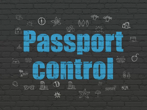 Vacation concept: Passport Control on wall background — Stock Photo, Image