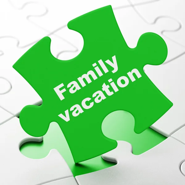 Concetto turistico: Vacanza in famiglia su sfondo puzzle — Foto Stock