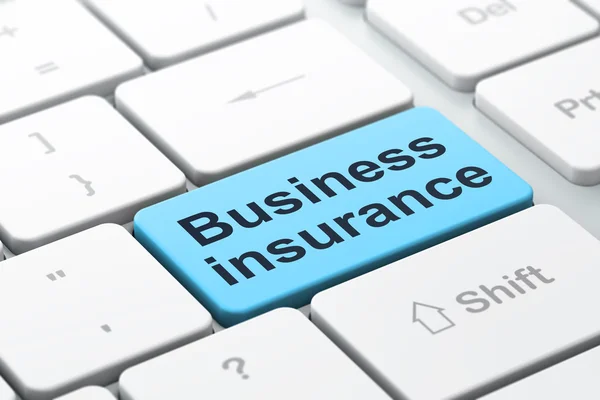 Versicherungskonzept: Unternehmensversicherung auf der Computertastatur — Stockfoto