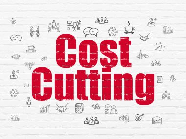 İş kavramı: duvar arka plan üzerinde kesme mal