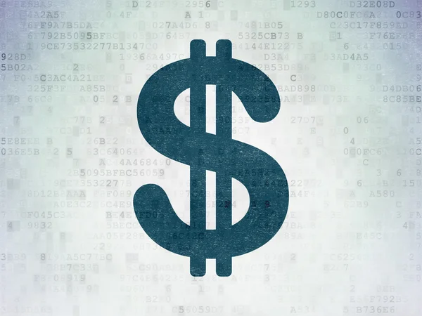 通貨の概念: デジタル データ用紙の背景にドル — ストック写真