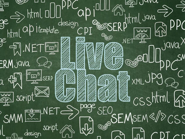 Concept de développement Web : Live Chat sur fond de conseil scolaire — Photo