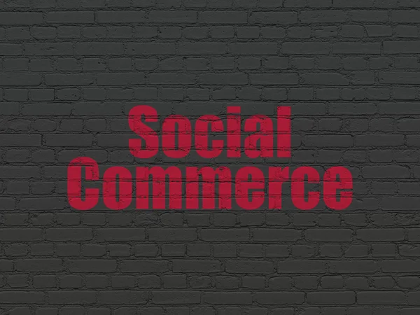 Concept marketing : le commerce social sur fond de mur — Photo