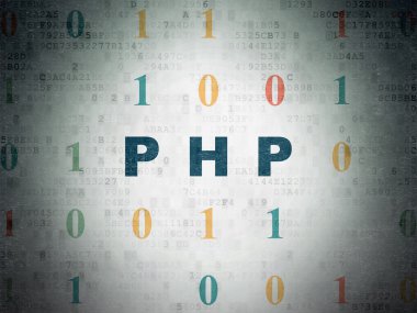 Programlama kavramı: dijital veri kağıt arka plan üzerinde Php