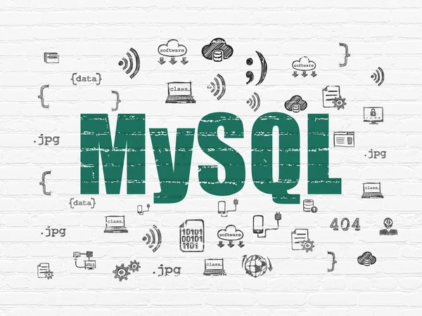 Концепция программирования: MySQL на фоне стен — стоковое фото