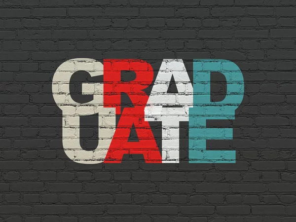 Learning concept: Graduate on wall background — Stock Photo, Image