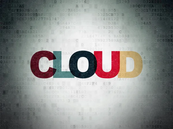 Concetto di cloud computing: sfondo Cloud on Digital Data Paper — Foto Stock