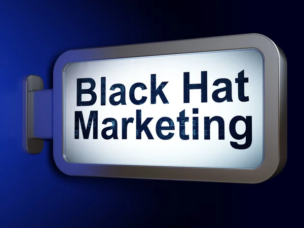 Conceito de financiamento: Black Hat Marketing em fundo outdoor — Fotografia de Stock