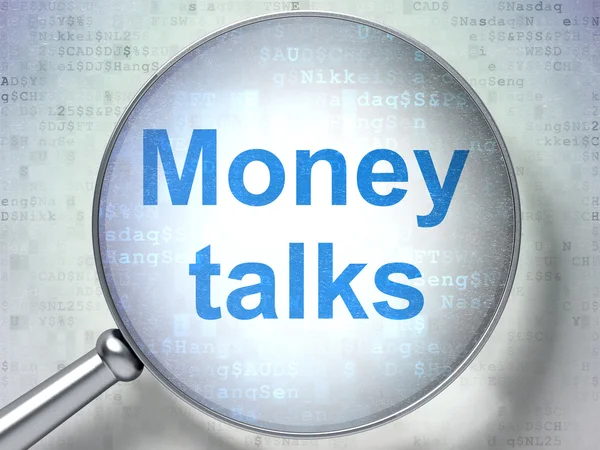 Concept de finance : Money Talks avec verre optique — Photo