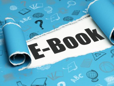 Öğrenme kavramı: yırtık kağıt parçası altında siyah metin E-Kitap